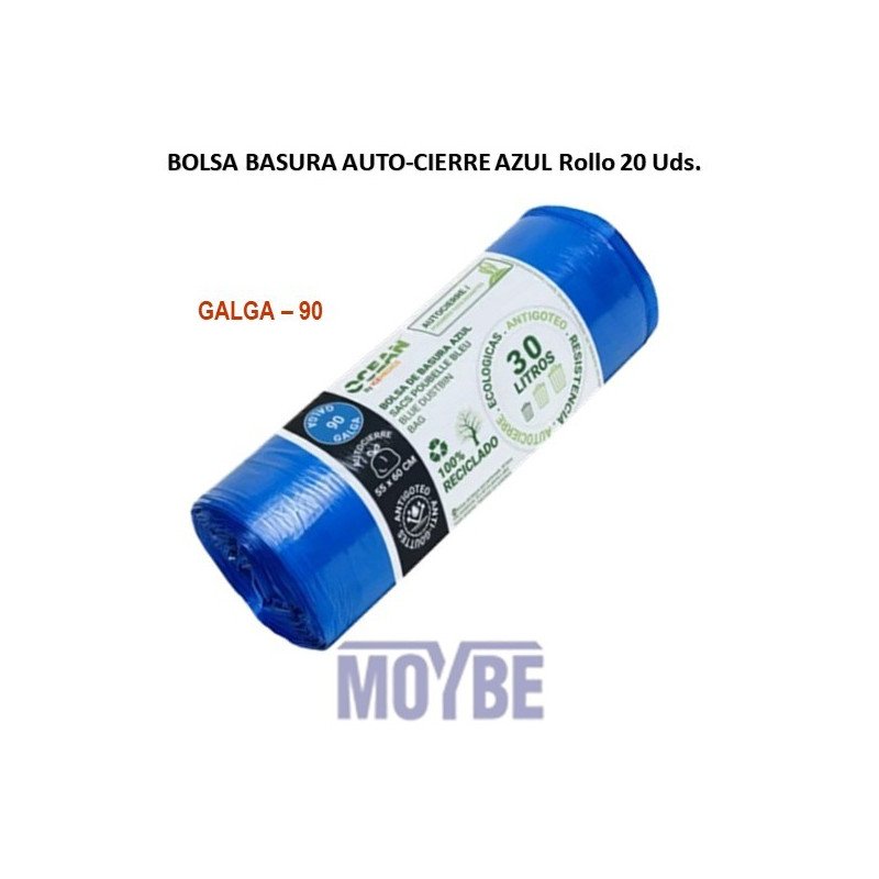 B. BASURA AUTO-CIERRE AZUL PERFU.55x60 G-90 Rollo 20 Uds.