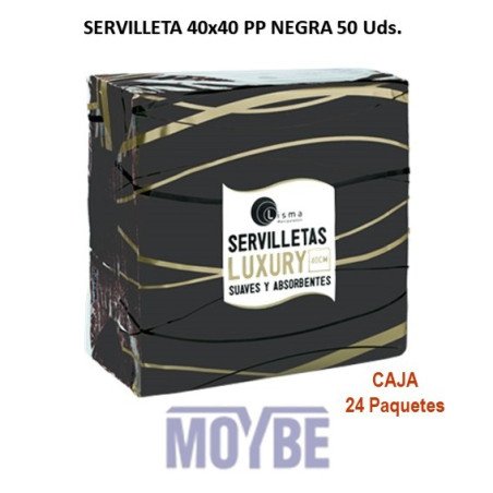 SERVILLETA NEGRA PP 40x40 50 Uds. 2 Capas