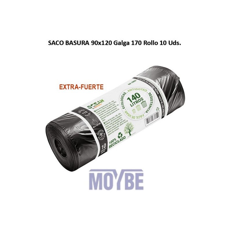 SACO BASURA 90x120 G-170 Rollo 10 Uds.