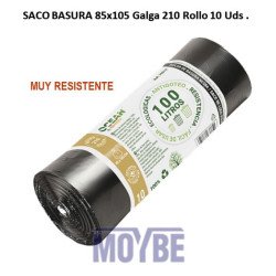 SACO BASURA 85x105 G-210 NEGRA Rollo 10 Uds.