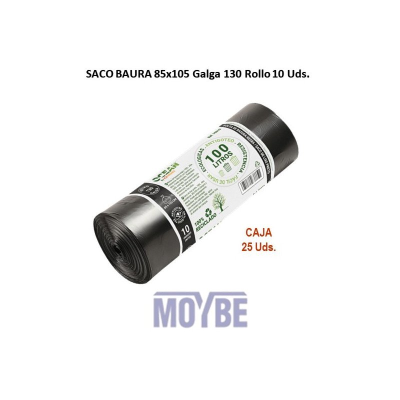 SACO BASURA 85x105 G-130 Rollo 10 Unidades