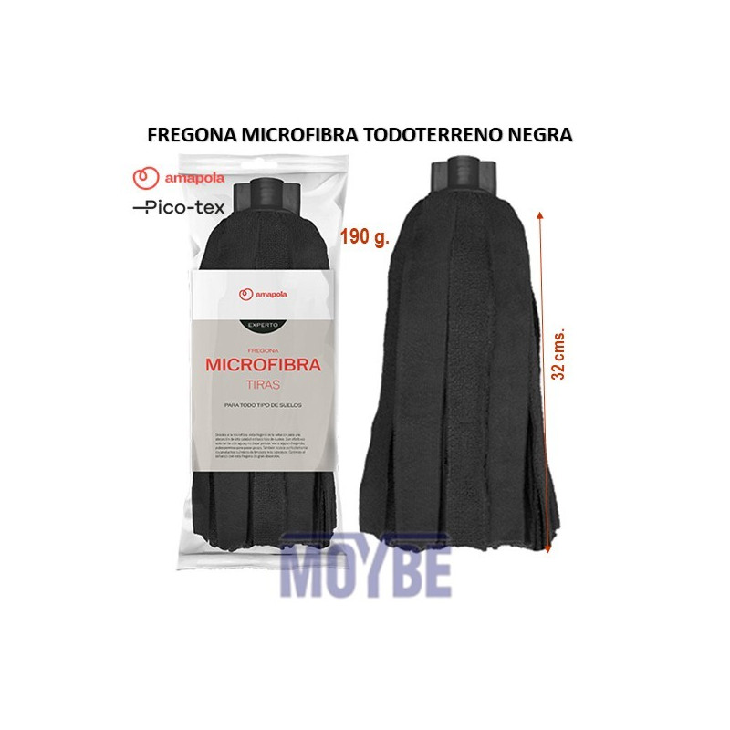 FREGONA TIRAS MICROFIBRA TODOTERRENO NEGRA P-190