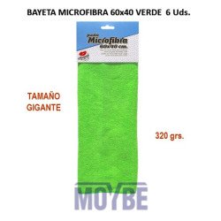 BAYETA MICROFIBRA RIZO VERDE 60X40 270 grs. 6 Uds