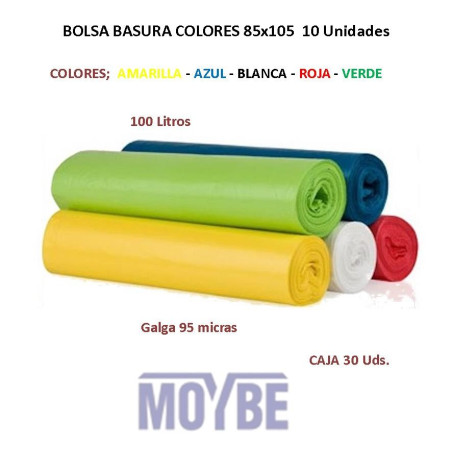SACO BASURA BLANCO 85x105 Rollo 10 Uds.