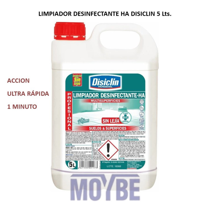 LIMPIADOR DESINF.HA -Accion Ultra Rapida (1min) DISICLIN 5 Lts