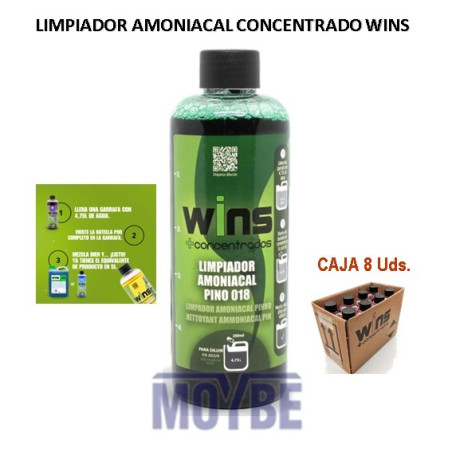 LIMPIADOR AMONIACAL/PINO CONCENTRADO WINS 8x250 ml.