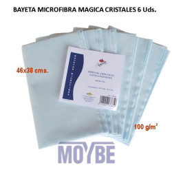 BAYETA MICROFIBRA CRISTALES AZUL/F 47x38 cms. 6 Uds.
