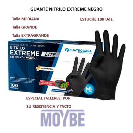 GUANTES NITRILO EXTREME LITE NEGRO T-Pequeña 100 Uds.
